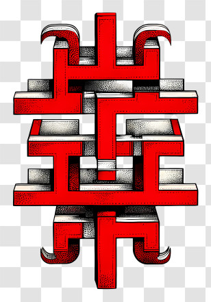 Future Symbol - Red Geometric Pattern Design Transparent PNG