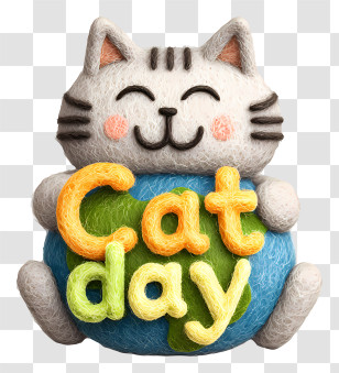 Global Cat Day - Cat Day Celebration With Happy Cat Transparent PNG