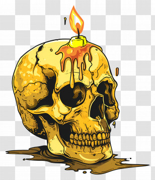 Candle On Skull - Skull With Melting Candle Transparent PNG