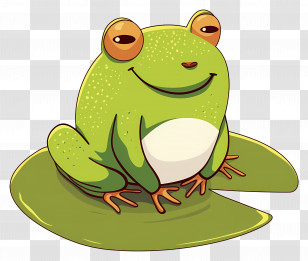 Frog On Lily Pad - Green Frog Illustration Transparent PNG