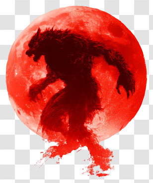 Werewolf Under A Blood Red Moon - Blood Moon Werewolf Silhouette Transparent PNG
