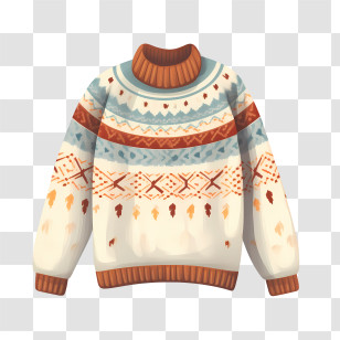 Christmas Sweater - Colorful Knitted Sweater With Detailed Patterns Transparent PNG