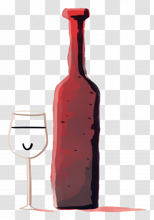 Wine Bottle And Glass - Wine Bottle With Glass Transparent PNG