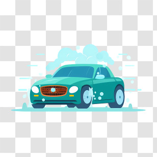 Car Wash - Cartoon Style Car With Blue Design Transparent PNG