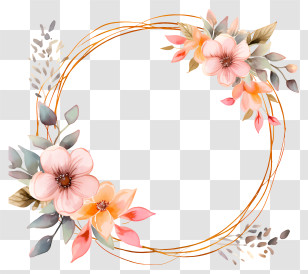 Watercolor Painting - Pastel Floral Wreath Design Transparent PNG