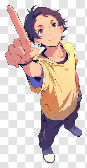 Pointing Up - Anime Boy Pointing Upwards Transparent PNG
