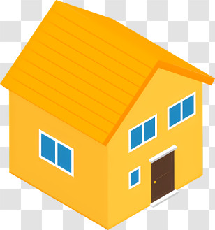 Icon - Yellow House With Orange Roof In Isometric Cartoon Transparent PNG