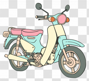 Motorcycle - Artistic Pastel-Toned Scooter Illustration Transparent PNG