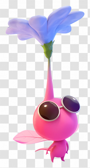 Winged Pikmin - Pink Plant Creature With Flower Transparent PNG