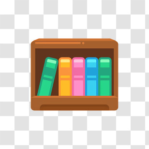 Wooden Bookcase - Colorful Books On A Bookshelf Transparent PNG