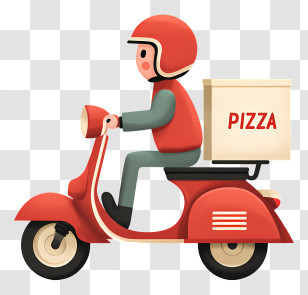 Pizza Delivery - Pizza Delivery On Scooter Transparent PNG