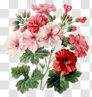 Vintage Flowers - Beautiful Geranium Flower Illustration Transparent PNG