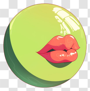 Green Bubble Gum - Glossy Red Lips On Green Sphere Transparent PNG