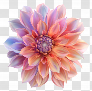 3d Flower - Beautiful Pastel Dahlia Flower Graphic Illustration Transparent PNG