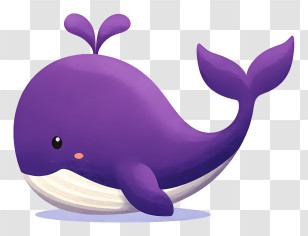 Watercolor Whale - Purple Whale Cartoon Illustration Transparent PNG