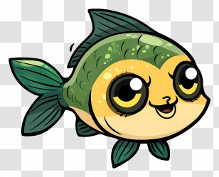 Cute Fish - Cartoon Cute Green Fish Illustration Transparent PNG