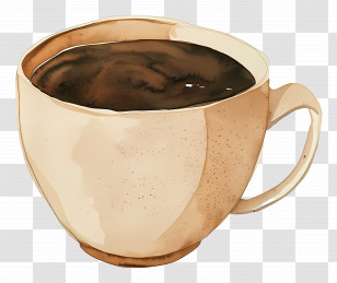 Coffee Cup - Beige Ceramic Coffee Cup Filled With Beverage Transparent PNG