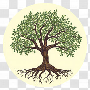 Tree With Roots - Tree With Green Leaves And Roots Illustration Transparent PNG