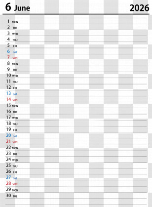 June 2026 Calendar - June 2026 Calendar With Dates Transparent PNG