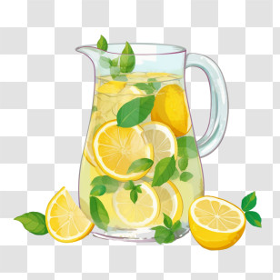 Lemonade Drink - Glass Jug Of Lemonade With Mint Leaves Transparent PNG