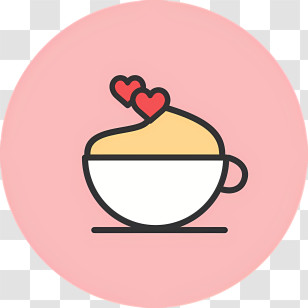 Flat Line Valentines Elements - Coffee Cup With Hearts Transparent PNG