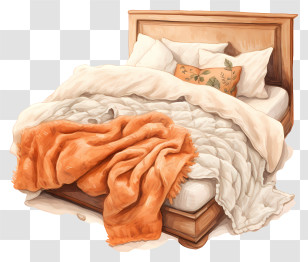 Bed - Cozy Bed With Blanket Transparent PNG