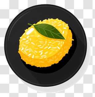 Mango Sticky Rice - Yellow Rice Cake On Black Plate Transparent PNG