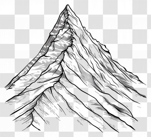 Mountain Peak Outline - Mountain Peak Illustration In Pencil Sketch Style Transparent PNG