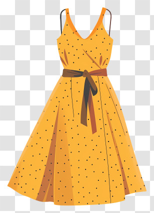 Casual Dress - Yellow Polka Dot Dress Illustration Transparent PNG