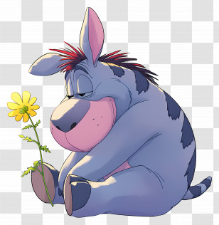 Eeyore - Cartoon Donkey With Flower Transparent PNG