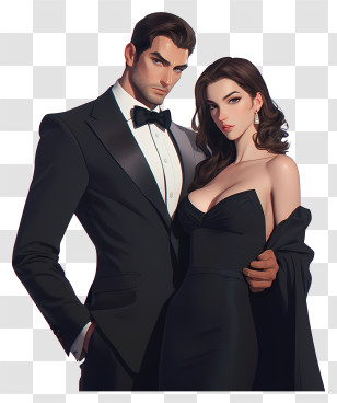 Couple With Formal Attire - Elegant Couple In Formal Wear Transparent PNG