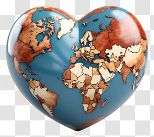 Heart Shaped World Map - Heart-Shaped World Map Illustration Showing Global Love Transparent PNG