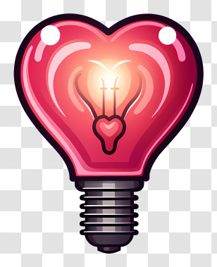 Light Bulb - Heart-Shaped Light Bulb With Glowing Interior Transparent PNG