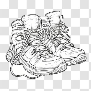 Sketch Sneakers - Black And White Hiking Boots Illustration Transparent PNG