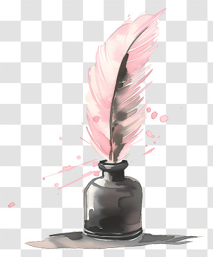 Quill Inkwell - Ink Bottle With Feather Quill Transparent PNG
