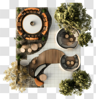 Rooftop Bar Topview - Modern Outdoor Seating Design Transparent PNG