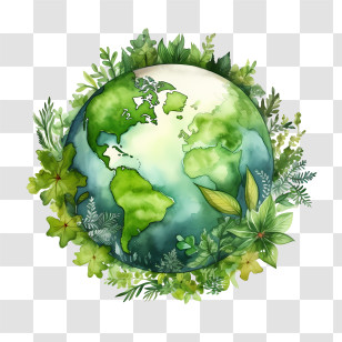 Green Planet Earth - Eco-Friendly Earth Illustration With Greenery Transparent PNG