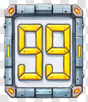 Countdown Clock Icon - Futuristic 99 Digital Panel Transparent PNG