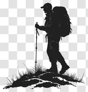 Hiker Silhouette - Hiker Silhouette On Mountain Transparent PNG