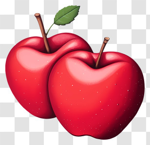 Apples - Fresh Red Apples With Green Leaf Transparent PNG