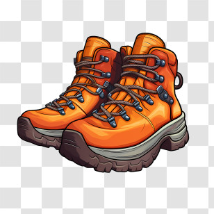 Boots - Illustration Of Orange Hiking Boots Transparent PNG