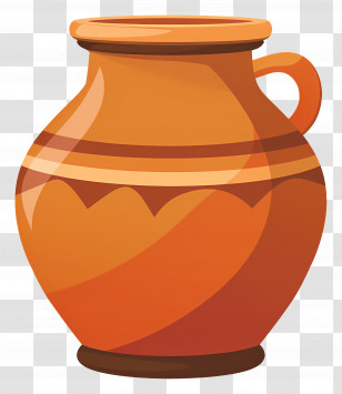 Indian Clay Pot - Terracotta Jug In Orange Design Illustration Transparent PNG