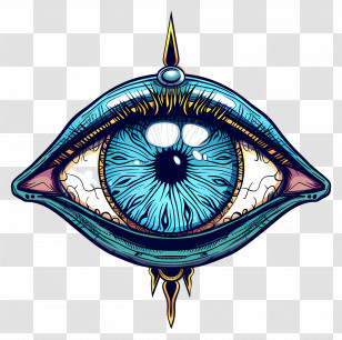 Evil Eye - Blue Decorative Eye Illustration With Fantasy Elements Transparent PNG
