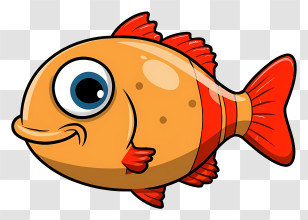 Cartoon Fish - Cartoon Orange Fish With Fun Expression Transparent PNG