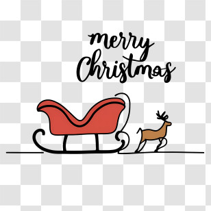 Merry Christmas - Christmas Sleigh And Reindeer Simple Illustration Transparent PNG