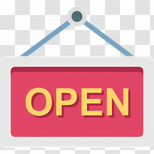 Open Sign - Business Open Sign With Red Background Transparent PNG