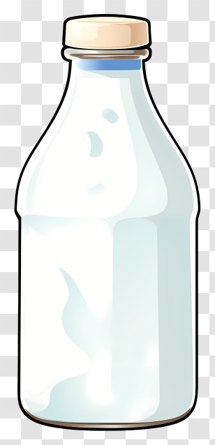 Glass Bottle Of Milk - Milk Bottle Cartoon Style Illustration Transparent PNG