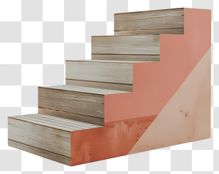 Wooden Stairs - Modern Wooden Stairs With Orange Design Transparent PNG