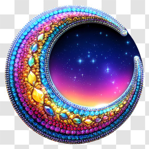 Elaborate Crescent Art - Jeweled Crescent Moon Transparent PNG