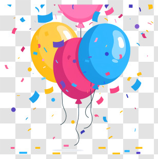 Balloons And Confetti - Colorful Balloons With Confetti For Festive Celebrations Transparent PNG